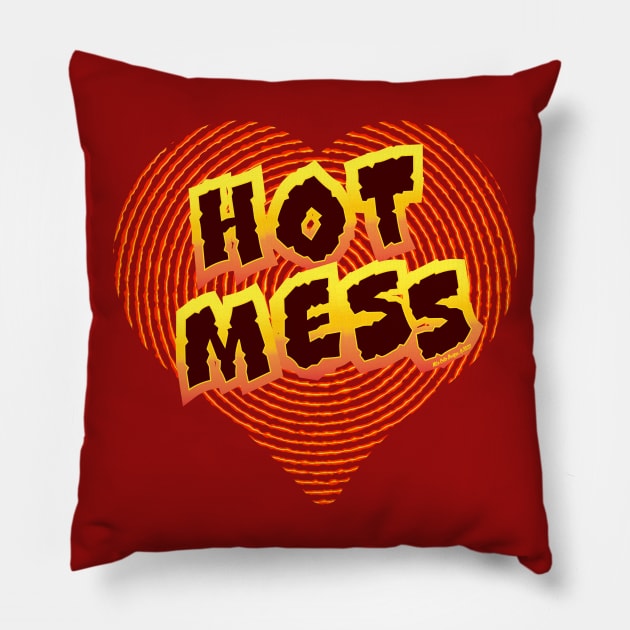 Hot Mess Heart Pillow by MikeCottoArt