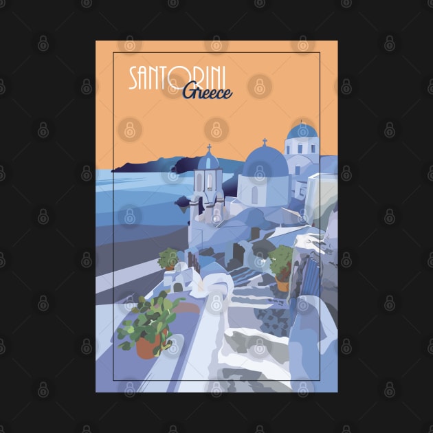 Santorini Greece Illustration by Holailustra