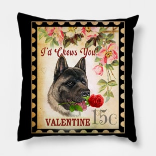 American akita Vintage Valentine Funny Dog With Rose Pillow