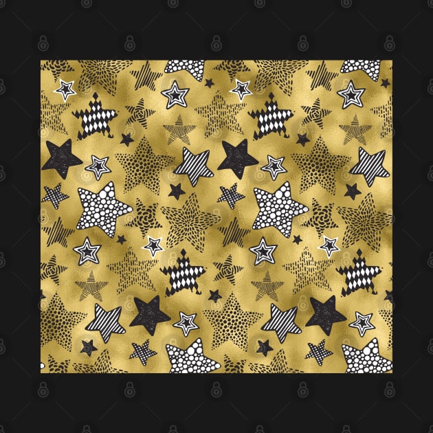 Whimsical Stars on Gold Glimmer Background by machare