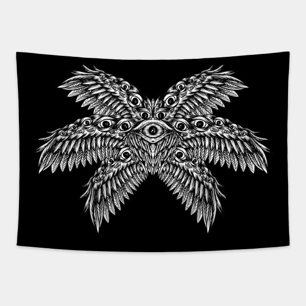 Burning Bright: Seraph Biblically Accurate Angel Design Tapestry by Holymayo Tee