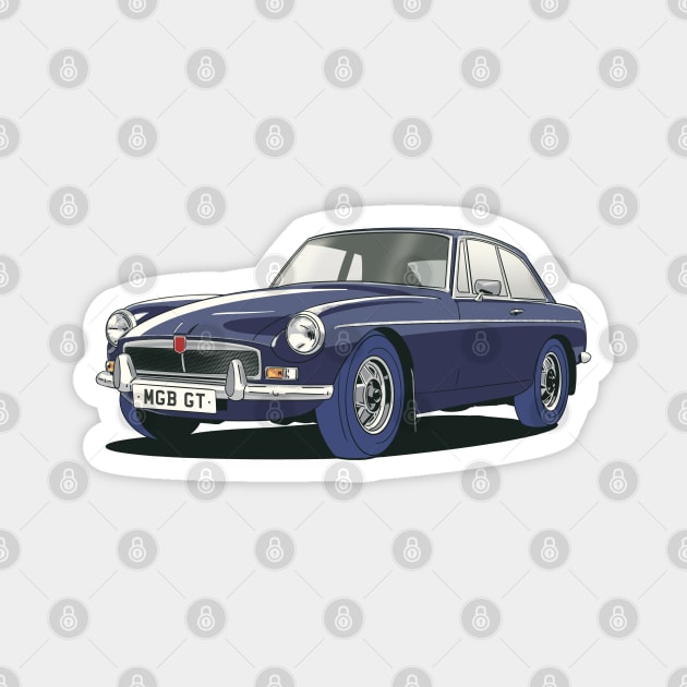 MGB GT Vintage Car in Blue Magnet by Webazoot