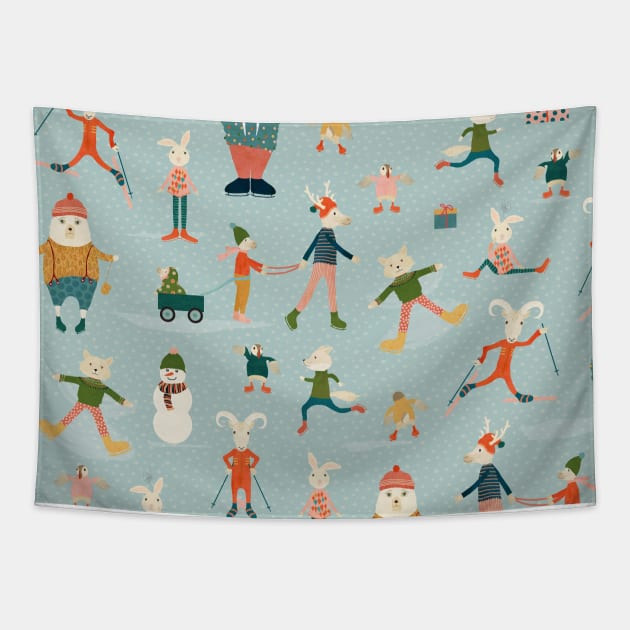 Arctic Animals Tapestry by katherinequinnillustration