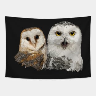 Snowy Owl and Barn Owl Tapestry