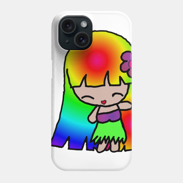 Kawaii Rainbow Hula Girl Phone Case by Crazytrain77