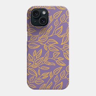 Minimalist Leaf Line Art Illustration as a Seamless Surface Pattern Design Phone Case