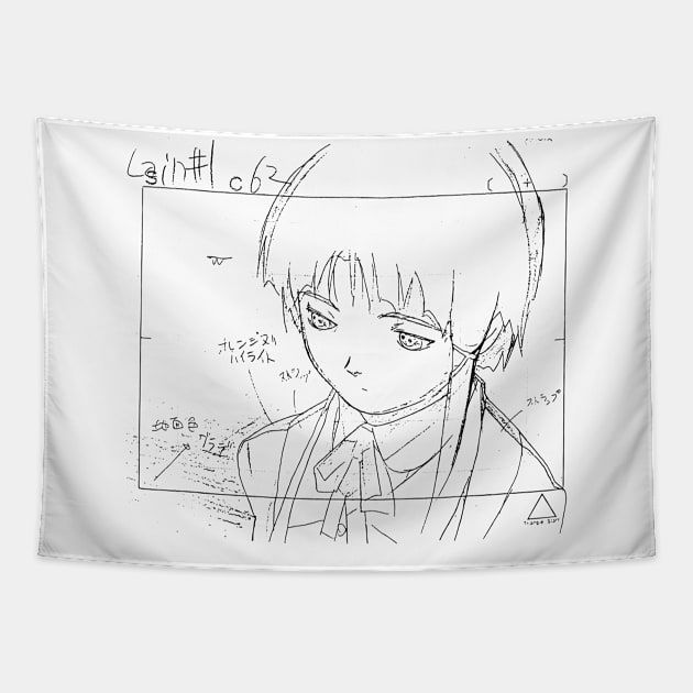 Lain Iwakura Sketch 001 - Black on White Tapestry by RAdesigns