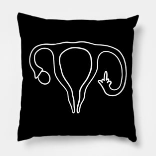 Middle finger uterus lineart Pillow