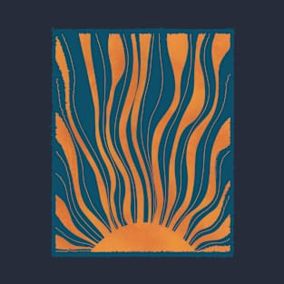 Orange Sun And Blue Sky Design T-Shirt