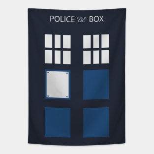 United Kingdom - Retro Blue Police Public Call Box Silhouette Tapestry