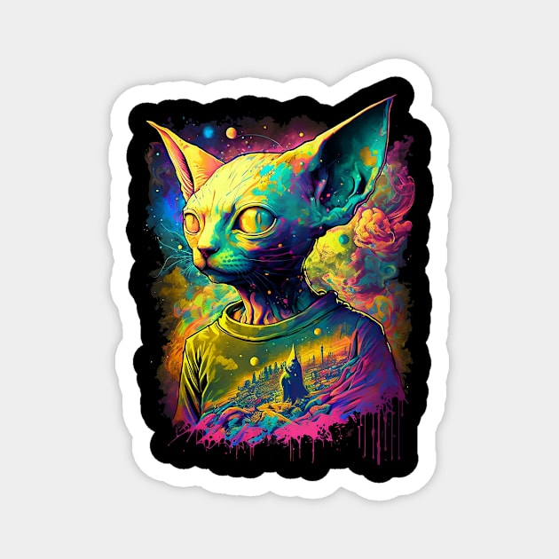 Psychedelic Sphynx Cat #2 Magnet by ElectricMint