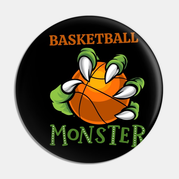 Basketball monster sport Gift for Basketball player love Basketball funny present for kids and adults Pin by BoogieCreates