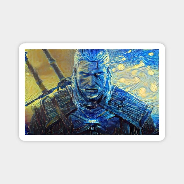 Witcher Geralt of Rivia Starry Night Magnet by Starry Night