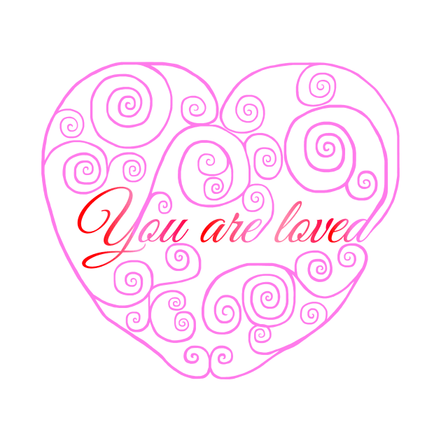 You are Loved Pink Heart by Art by Deborah Camp