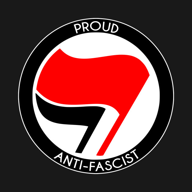 Proud Antifascist (white border) - Antifascist - T-Shirt | TeePublic