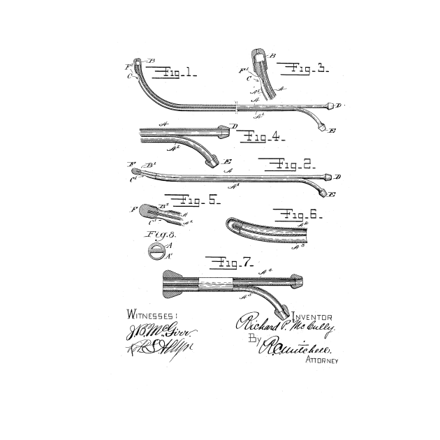 Catheter Vintage Patent Hand Drawing by TheYoungDesigns