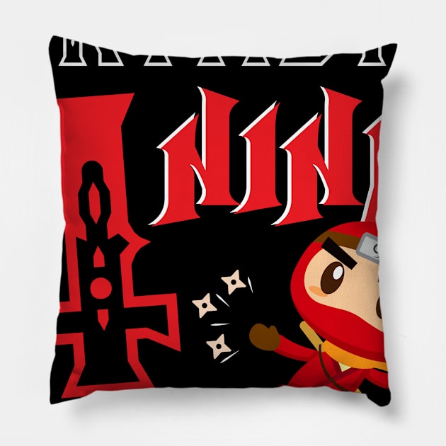 Kids 4th Birthday Ninja for Boys 4 Year Birthday Pillow by GillTee