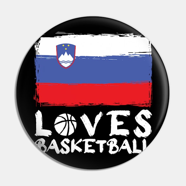 Slovakia Loves Basketball Pin by Arestration