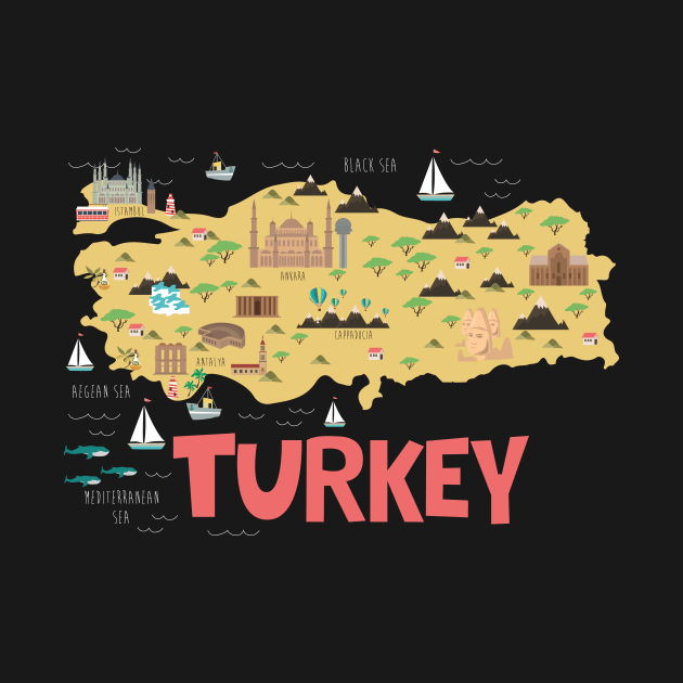 Turkey Illustrated Map by JunkyDotCom