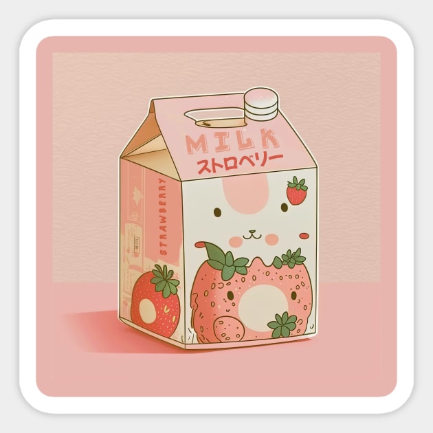 Otaku Anime Milkshake Retro 90s Japanese Kawaii Strawberry Milk Shake Carton