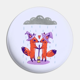 Fox Witches Getting Married in the Rain Pin