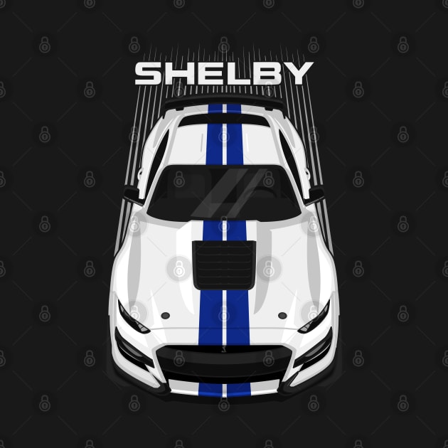 Ford Mustang Shelby GT500 2020-2021 - White - Blue Stripes by V8social