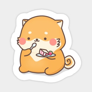 Latte dog eating a cake Magnet