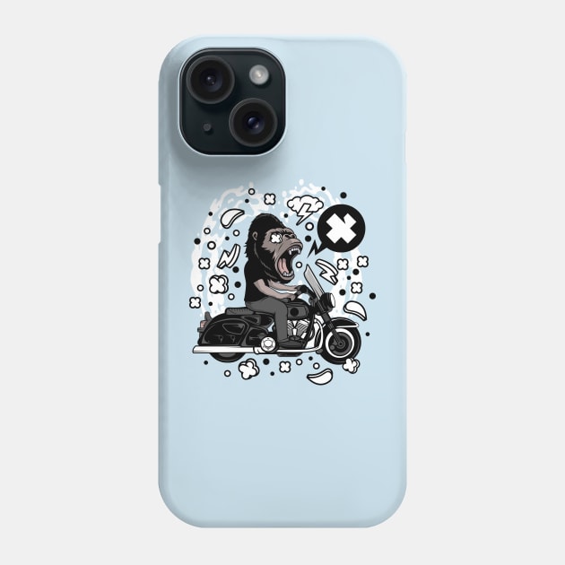 gorilla biker illustration Phone Case by Mako Design 