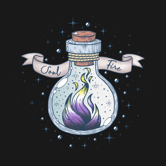 Nonbinary Fire Occult Bottle LGBT Pride Flag by Psitta