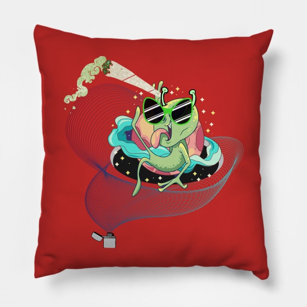 Stoned Trippy Alien is here Pillow by TrippyAdventure