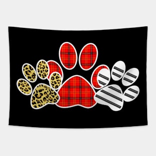 Striped Plaid Leopard Printed Splicing Dog Valentine's Day Tapestry