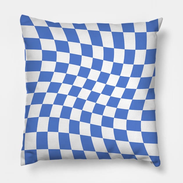 Twisted Checkered Square Pattern - Slate Blue Pillow by DesignWood Atelier
