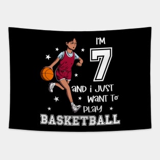 Girl plays basketball - I am 7 Tapestry