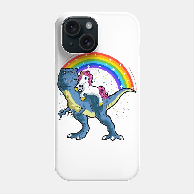 Unicorn Riding a T-Rex Dinosaur Funny Phone Case by creative