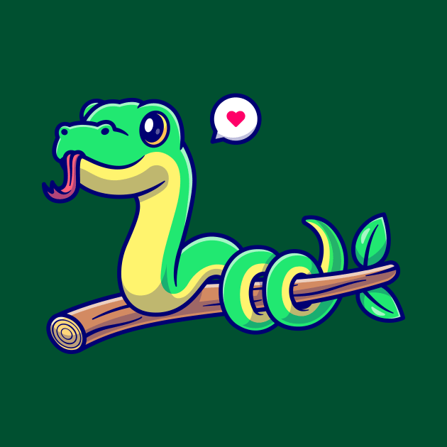 Cute Snake On Branch Cartoon by Catalyst Labs