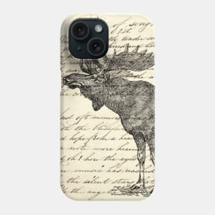 dark academia western country winter mountain animal wildlife moose Phone Case