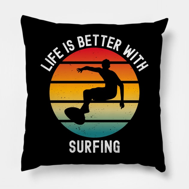 Surf lifestyle surfboard Pillow by Fifi Art