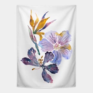 San Diego Watercolor Tropical Flowers Tapestry