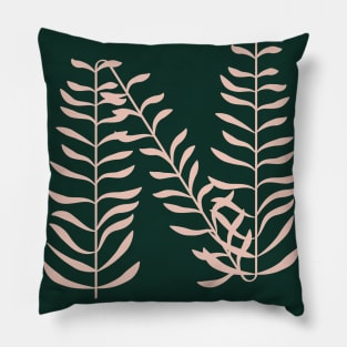 Alphabet N Botanical, Forest Green Background Pillow