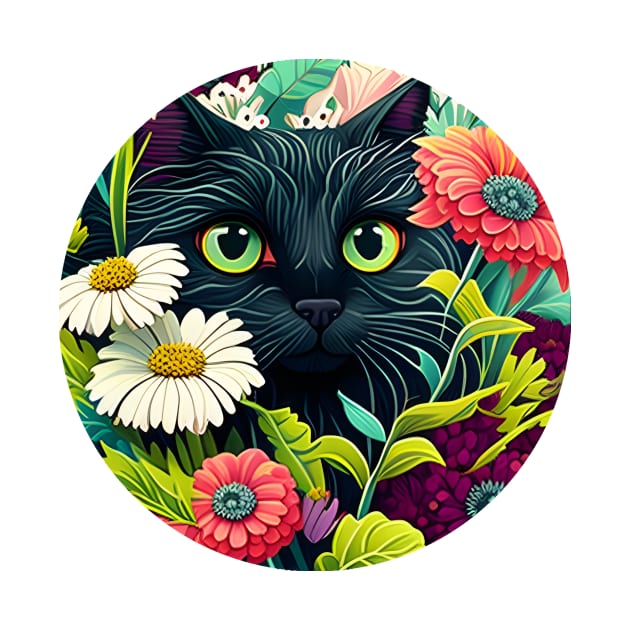 Floral Cat Botanical Plant Flower Cat Lover by WilliamHoraceBatezell