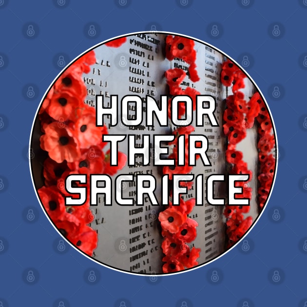 Honor Their Sacrifice Memorial with Red Poppy Flowers Pocket Version (MD23Mrl006c) by Maikell Designs