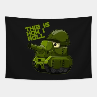 Funny Army Tank T-Shirt - This is How I Roll - Veterans Tee Tapestry