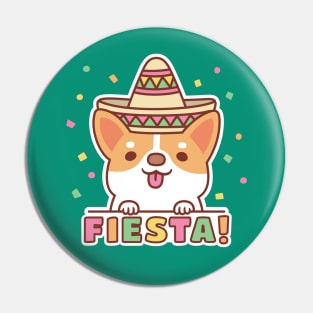 Cute Corgi Puppy Enjoying A Fiesta Pin