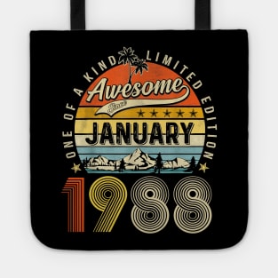 Awesome Since January 1988 Vintage 35th Birthday Tote