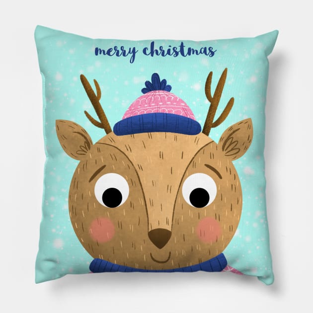 Christmas Reindeer Pillow by Dogwoodfinch