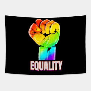 Colorful raising fist for equality LGBTQ Tapestry