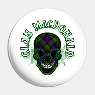 Scottish Clan MacDonald Tartan Celtic Skull Pin