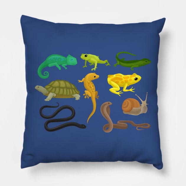 Reptile Amphibian Collection Pillow by Mako Design 