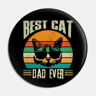 Best Cat Dad Ever Retro Pin