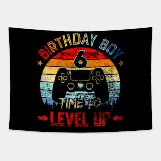 Kids Birthday Boy 6 Time To Level Up 6Th Birthday Boy Gamer Tapestry